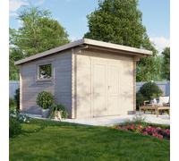 Power 12x14 Pent Workshop Log Cabin, Doors Central - 28mm Logs