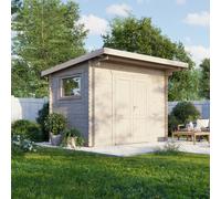 Power 12x8 Pent Workshop Log Cabin, Doors Central - 28mm Logs