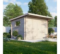 Power 14x10 Pent Workshop Log Cabin, Doors Central - 28mm Logs