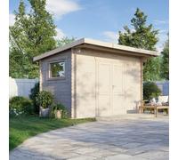 Power 14x8 Pent Workshop Log Cabin, Doors Central - 28mm Logs