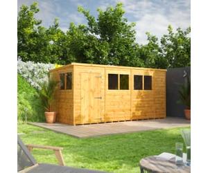 Powersheds Pent Shiplap Dip Treated Shed - 14 x 6ft