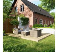 Powersheds Treated Timber Decking Kit 12' x 14', Light Brown, Reversible Dual-Profile