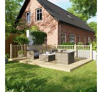 Powersheds Treated Timber Decking Kit (c/w 2 Handrails) 12ft x 16ft - Light Brown