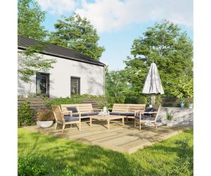 Powersheds Treated Timber Decking Kit 14' x 16', Light Brown, Reversible Dual