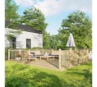 Powersheds Treated Timber Decking Kit 16' x 20', Light Brown Reversible Dual Profile