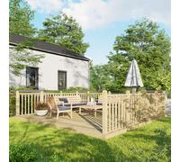 Powersheds Treated Timber Decking Kit (c/w 3 Handrails) 16ft x 16ft - Light Brown