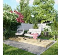 Powersheds Treated Timber Decking Kit 4' x 12', Light Brown, Reversible Dual-Profile