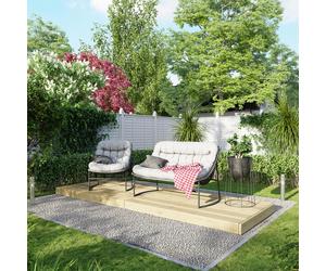Powersheds Treated Timber Decking Kit 4' x 12', Light Brown, Reversible Dual-Profile