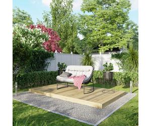 Powersheds Treated Timber Decking Kit 6' x 10', Light Brown, Reversible Dual Profile