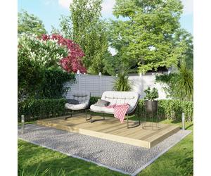 Powersheds Treated Timber Decking Kit 6' x 12', Light Brown, Reversible Dual-Profile