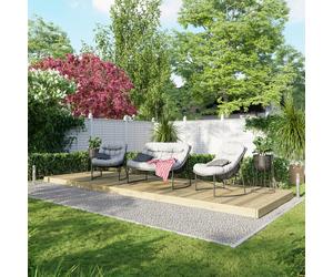 Powersheds Treated Timber Decking Kit 6' x 18', Light Brown, Reversible Dual-Profile