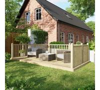 Powersheds Treated Timber Decking Kit (c/w 3 Handrails) 8ft x 16ft - Light Brown