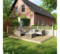 Powersheds Treated Timber Decking Kit (c/w 2 Handrails) 10ft x 14ft - Light Brown