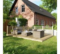 10X16 Power Timber Decking Kit - Handrails On Two Sides (3M X 4.8M), Brown