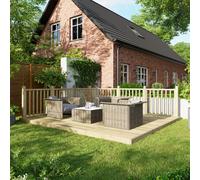 Powersheds Treated Timber Decking Kit (c/w 2 Handrails) 12ft x 14ft - Light Brown