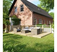 Powersheds Treated Timber Decking Kit (c/w 2 Handrails) 12ft x 20ft - Light Brown