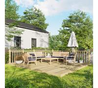 14X16 Power Timber Decking Kit - Handrails On Two Sides (4.2M X 4.8M), Brown