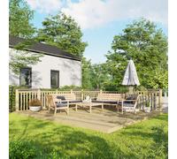 16X18 Power Timber Decking Kit - Handrails On Two Sides (4.8M X 5.4M), Brown