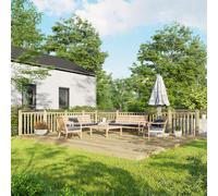 16X20 Power Timber Decking Kit - Handrails On Two Sides (4.8M X 6M), Brown