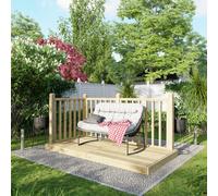 Powersheds Treated Timber Decking Kit (c/w 2 Handrails) 4ft x 8ft - Light Brown