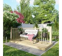 Powersheds Treated Timber Decking Kit (c/w 2 Handrails) 4ft x 10ft - Light Brown