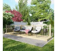 Powersheds Treated Timber Decking Kit with 2 Handrails, 4' x 18', Light Brown
