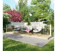 Powersheds Treated Timber Decking Kit (c/w 2 Handrails), 4ft x 20ft, Light Brown Timber