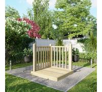 Powersheds Treated Timber Decking Kit (c/w 2 Handrails) 4ft x 4ft - Light Brown