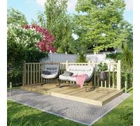 6X12 Power Timber Decking Kit - Handrails On Two Sides (1.8M X 3.6M), Brown