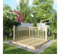 6X6 Power Timber Decking Kit - Handrails On Two Sides (1.8M X 1.8M), Brown