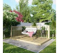 Powersheds Treated Timber Decking Kit (c/w 2 Handrails), 6' x 10', Light Brown Reversible Boards