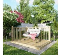 Powersheds Treated Timber Decking Kit (c/w 2 Handrails) 6ft x 8ft - Light Brown