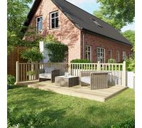 Power 8 x 16ft Timber Decking Kit With Handrails On 2 Sides - Brown - Powersheds - Wilko