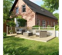 Powersheds Treated Timber Decking Kit (c/w 2 Handrails) 8ft x 18ft - Light Brown