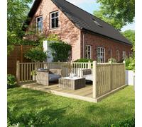 Powersheds Treated Timber Decking Kit (c/w 3 Handrails) 10ft x 14ft - Light Brown