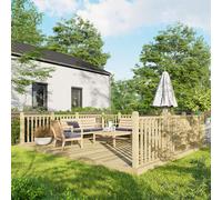 Powersheds Treated Timber Decking Kit (c/w 3 Handrails) 14ft x 16ft - Light Brown