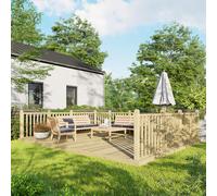 Powersheds Treated Timber Decking Kit (c/w 3 Handrails) 14ft x 18ft - Light Brown