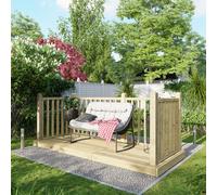 Powersheds Treated Timber Decking Kit c/w 3 Handrails, 4' x 10', Light Brown Timber