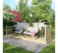 Powersheds Treated Timber Decking Kit (c/w 3 Handrails) 4ft x 16ft - Light Brown