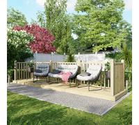 Powersheds Treated Timber Decking Kit (c/w 3 Handrails), 4' x 18', Light Brown, Reversible Dual Profile