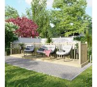 Power 4 x 20ft Timber Decking Kit With Handrails On 3 Sides - Brown - Powersheds - Wilko