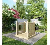 Powersheds Treated Timber Decking Kit (c/w 3 Handrails) 4ft x 4ft - Light Brown