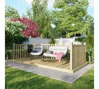 Powersheds Treated Timber Decking Kit (c/w 3 Handrails) 6ft x 14ft - Light Brown