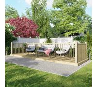 Powersheds Treated Timber Decking Kit (c/w 3 Handrails), 6' x 20', Light Brown, Reversible Dual Profile