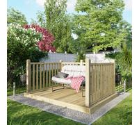 6X8 Power Timber Decking Kit - Handrails On Three Sides (1.8M X 2.4M), Brown