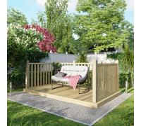 6X10 Power Timber Decking Kit - Handrails On Three Sides (1.8M X 3M), Brown