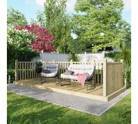 Powersheds Treated Timber Decking Kit (c/w 3 Handrails), 6' x 16', Light Brown Timber