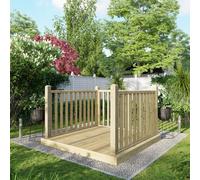 Powersheds Treated Timber Decking Kit (c/w 3 Handrails) 6ft x 6ft - Light Brown