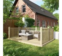 Powersheds Treated Timber Decking Kit (c/w 3 Handrails) 8ft x 12ft - Light Brown