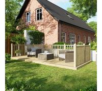 Powersheds Treated Timber Decking Kit (c/w 3 Handrails) 8ft x 18ft - Light Brown